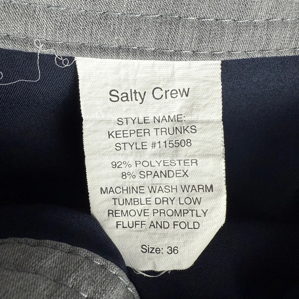 Salty Crew Keeper Trunks Mens 36 Navy Blue‎ Board Shorts Patch Logo Beach Surfer